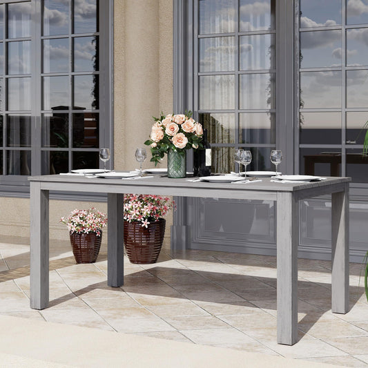 Heynemo Wooden Aluminum Dining Table, Outdoor Aluminum Table, Grey