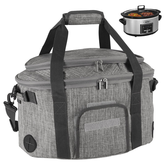 Large Capacity Insulated Slow Cooker Bag for 6-8QT, Portable Carrying Case with Transparent Window, Storage Pockets & Adjustable Straps for Outdoor Events, Family Gatherings & Potlucks