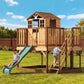 May in Color 9-in-1 Outdoor Wooden Playhouse with Slide & Sandbox - Backyard Playset for Kids Ages 3-10 - Natural Fir Play Center with Play Kitchen, Growth Chart & Safety Rails