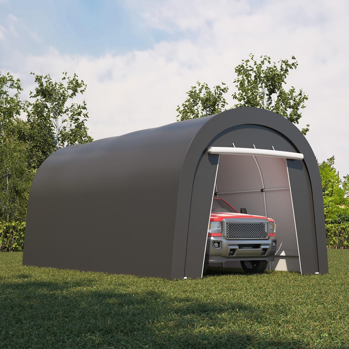 RoyalCraft Domed Carport, Portable Garage with 2 Roll up Doors, Heavy Duty Car Canopy Party Tent, All-Season Storage Shelter Shed Carport for Motorcycle, Boat, Truck, or Garden Tools, 13' x 20'
