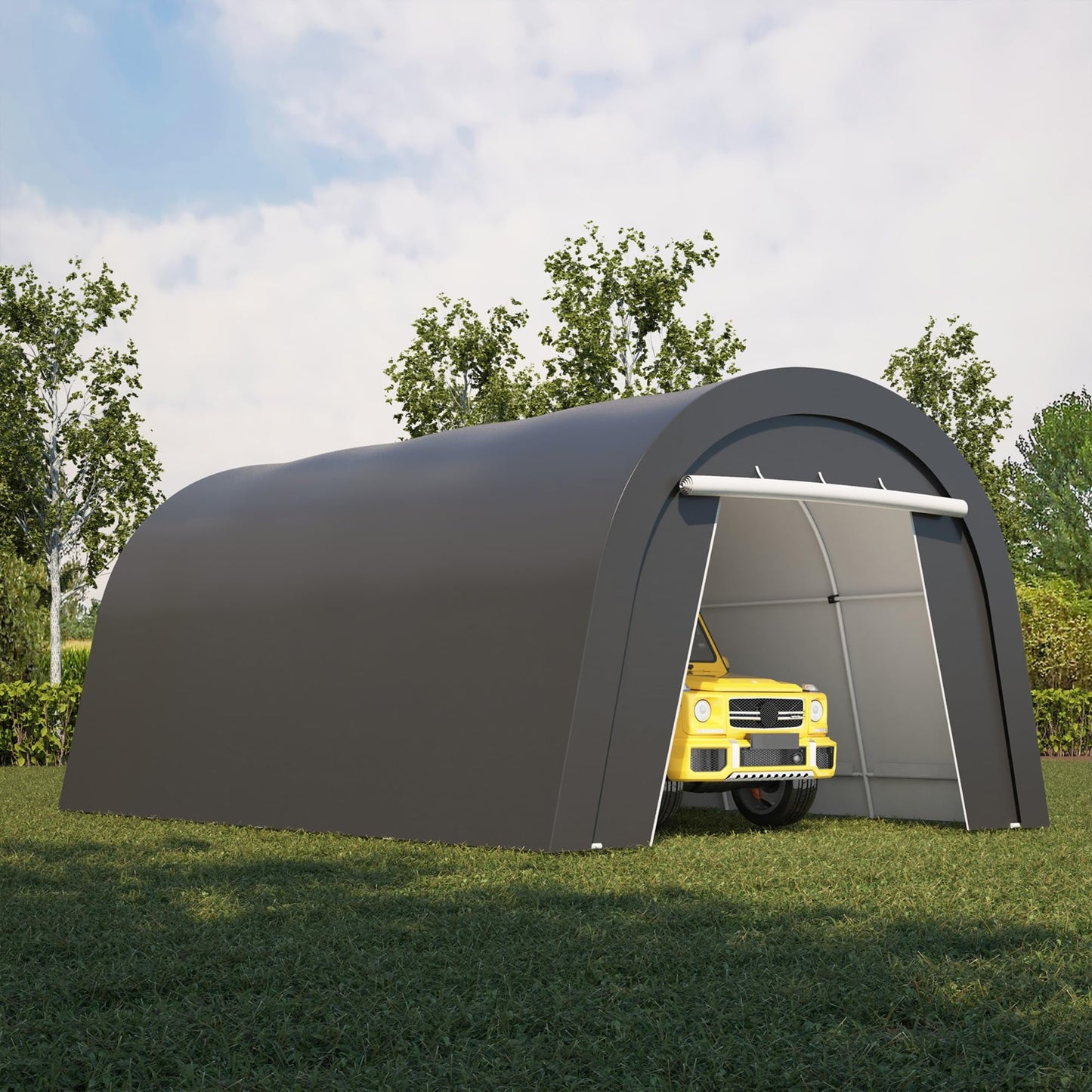 RoyalCraft Domed Carport, Portable Garage with 2 Roll up Doors, Heavy Duty Car Canopy Party Tent, All-Season Storage Shelter Shed Carport for Motorcycle, Boat, Truck, or Garden Tools, 10' x 15'