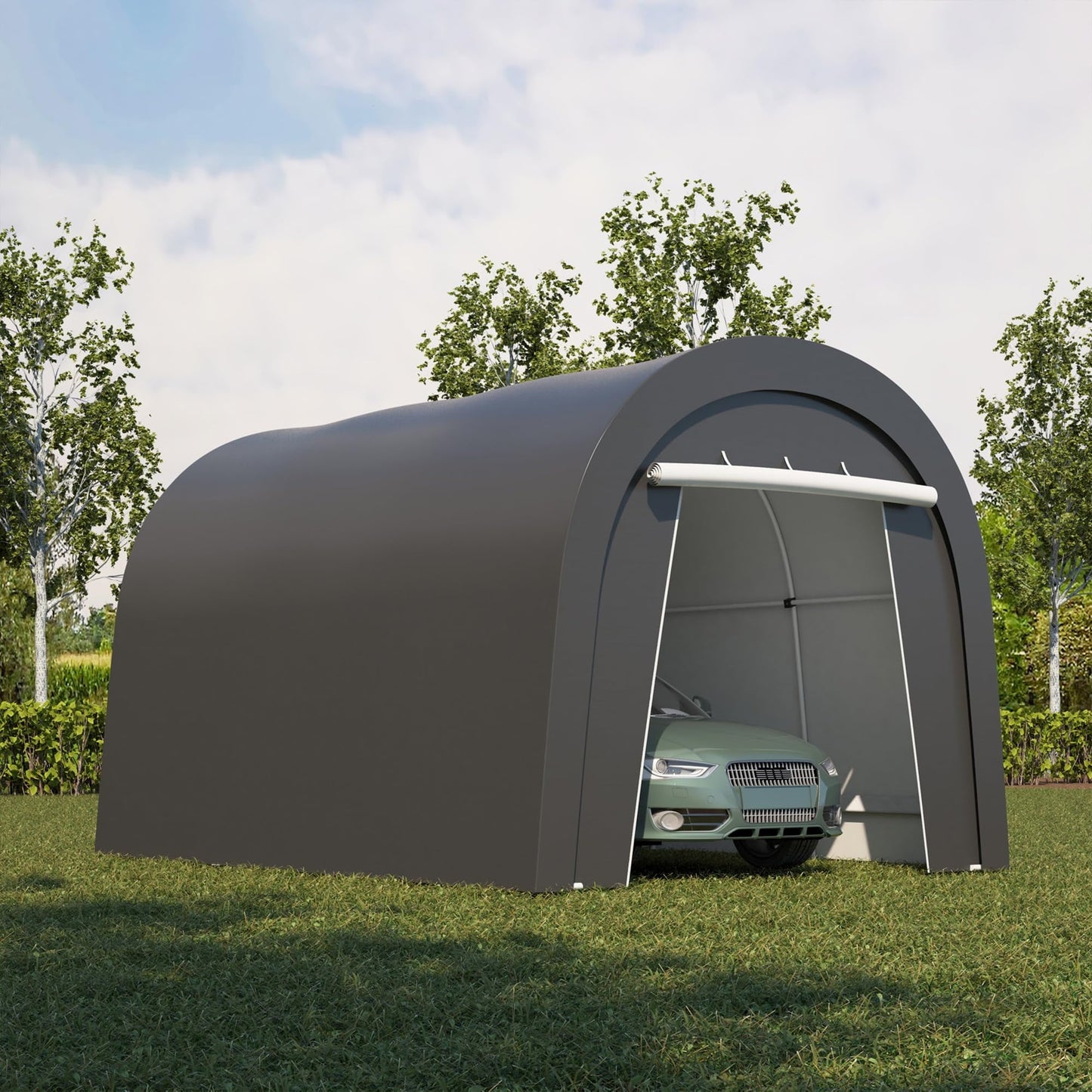 RoyalCraft Domed Carport, Portable Garage with 2 Roll up Doors, Heavy Duty Car Canopy Party Tent, All-Season Storage Shelter Shed Carport for Motorcycle, Boat, Truck, or Garden Tools, 10' x 20'