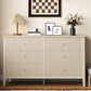 May in Color Fluted 6 Drawer Dresser, Wide Modern Chest of Drawers, Large Wood Storage Cabinet Organizer for Bedroom, Living Room, Hallway, Entryway, Beige