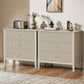Mayincolor Large Fluted 3 Drawer Dresser set of 2, Wide Chest of Drawers with Modern Nightstand Cabinet Wood Dresser with Spacious Storage for Bedroom,Living Room,Beige