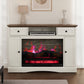 May in Color White TV Stand with 28'' Fireplace, Media Console Table with Adjustable Shelves, Entertainment Center with Double-door Design for Living Room, Bedroom