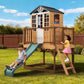May in Color 9-in-1 Multifunctional Wooden Playhouse with Slide, Sandbox, and Kitchen - A Durable Backyard Adventure Playset for Kids Ages 3-10