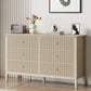 May in Color Beige 6 Drawer Dresser, Fluted Modern Chest of Drawers for Bedroom