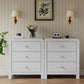 May in Color Modern Chest of Drawers Set of 2, with Rounded Table Corners, White