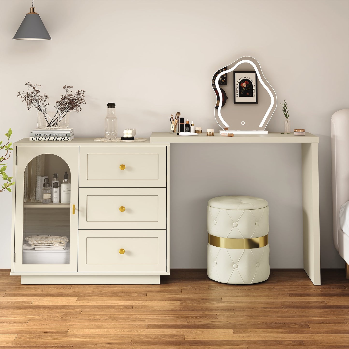 May in Color Modern Dressing Table and Chest of Drawers Combo, 3 Drawers & 1 Door, Perfect for Bedroom, Dressing Room
