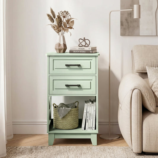 May in Color Tall Nightstand with 2 Drawers and Open Shelf Below, Ideal for Bedroom, Living Room, Home Office