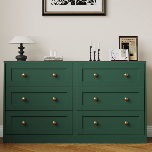 May in Color 3 Drawer Nightstand Set of 2, Large Bedside Table with Golden Round Knobs for Bedroom, Living Room, Hallway, Closet, Green