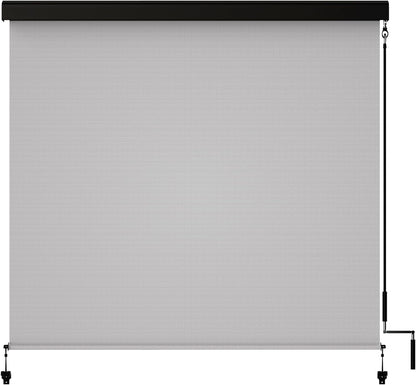 RoyalCraft Outdoor Roller Shades for Patio with Valance, Outdoor Blinds with 95% UV Blockout, Cordless Exterior Roller Shades with Crank Handle for Balcony Patio Porch, (4' W X 6' H), Grey