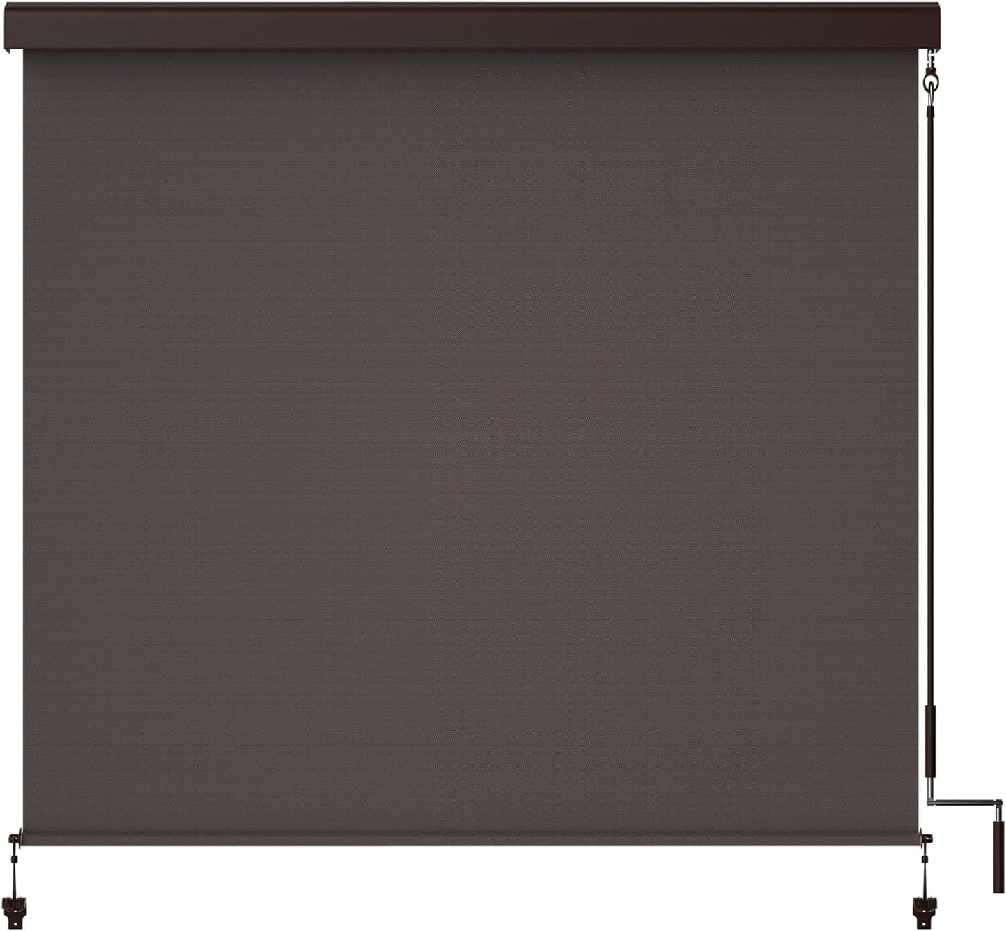 RoyalCraft Outdoor Roller Shades for Patio with Valance, Outdoor Blinds with 95% UV Blockout, Cordless Exterior Roller Shades with Crank Handle for Balcony Patio Porch, (4' W X 6' H), Grey