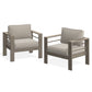 ROYALCRAFT Patio Furniture Metal Armchair Set of 2, Metal Outdoor Chairs with Upgraded Cushions, All-weather Outdoor Single Sofa for Balcony, Garden, Deck, Backyard, Black