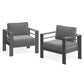 ROYALCRAFT Patio Furniture Metal Armchair Set of 2, Metal Outdoor Chairs with Upgraded Cushions, All-weather Outdoor Single Sofa for Balcony, Garden, Deck, Backyard, Black
