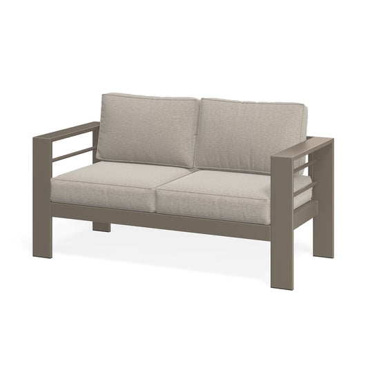 May in Color Patio Furniture Metal Loveseat, Metal Outdoor Chairs with Upgraded Cushions, All-weather Outdoor 2 Seats Sofa Couch for Balcony, Garden, Deck, Backyard, Beige