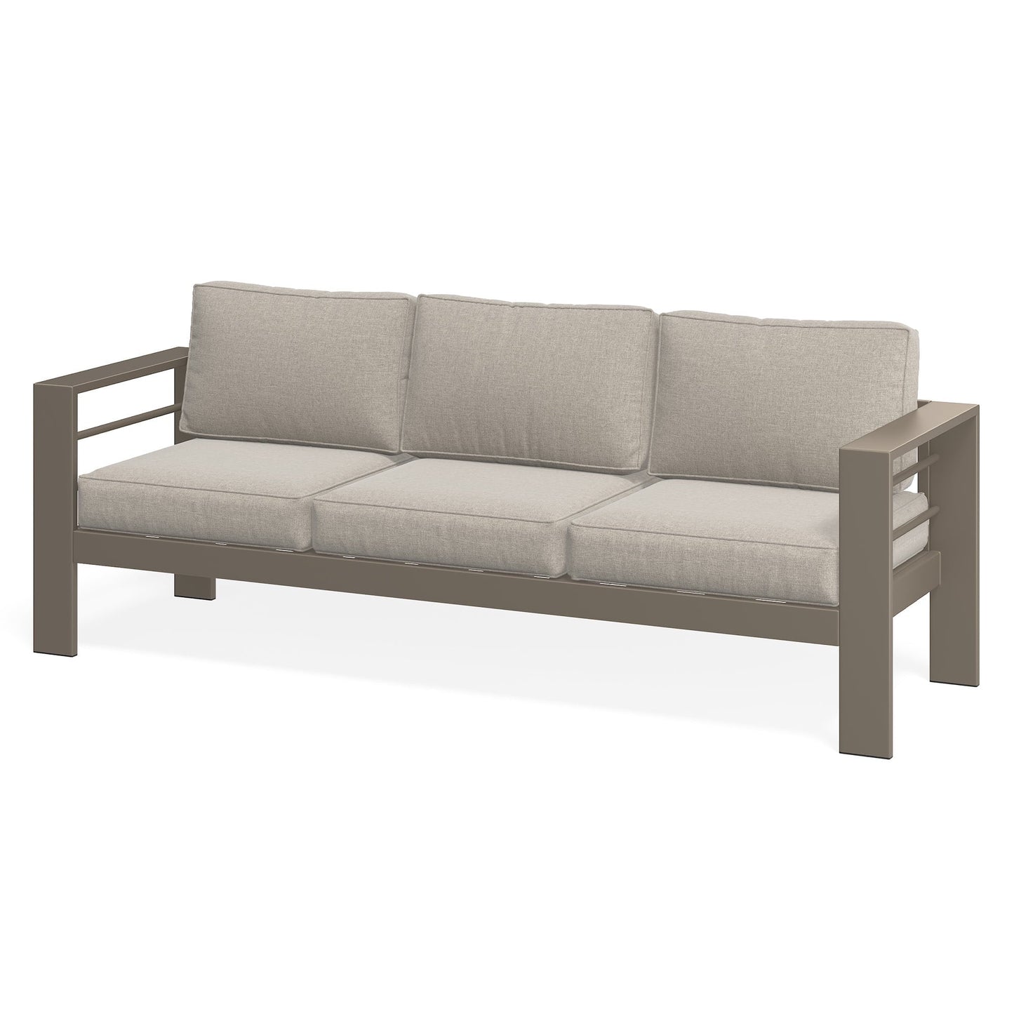 ROYALCRAFT Patio Furniture Metal Sofa, Metal Outdoor Chairs with Upgraded Cushions, All-weather Outdoor 3 Seats Sofa Couch for Balcony, Garden, Deck, Backyard, Grey