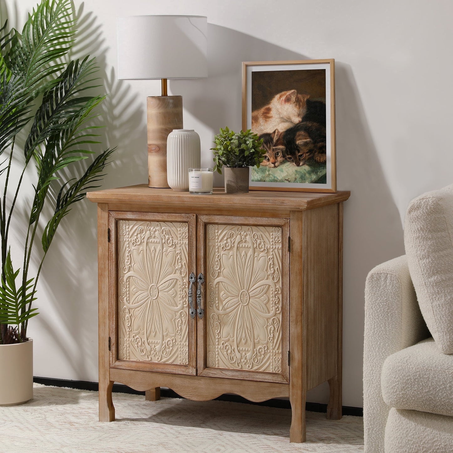 May in Color 2-Door Storage Cabinet, Accent Buffet Sideboard Cabinet, for Hallway, Dining Room, Living Room, Entryway, Natural