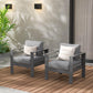 RoyalCraft 2 Pieces Patio Furniture Aluminum Armchair, All-Weather Outdoor Single Sofa, White Metal Chair with Light Grey Cushions,Blue