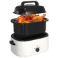 May in Color 22 Quart Electric Turkey Roaster Oven with Visible Glass Lid,Removable Pan & Rack, Stainless Steel, White