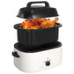 Royalcraft 22 Quart Electric Turkey Roaster Oven with Visible Glass Lid,Removable Pan & Rack, Stainless Steel, White
