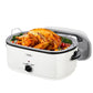 RoyalCraft 24 Quart Electric Roaster Oven with Visible & Self-Basting Lid, Stainless Steel, White