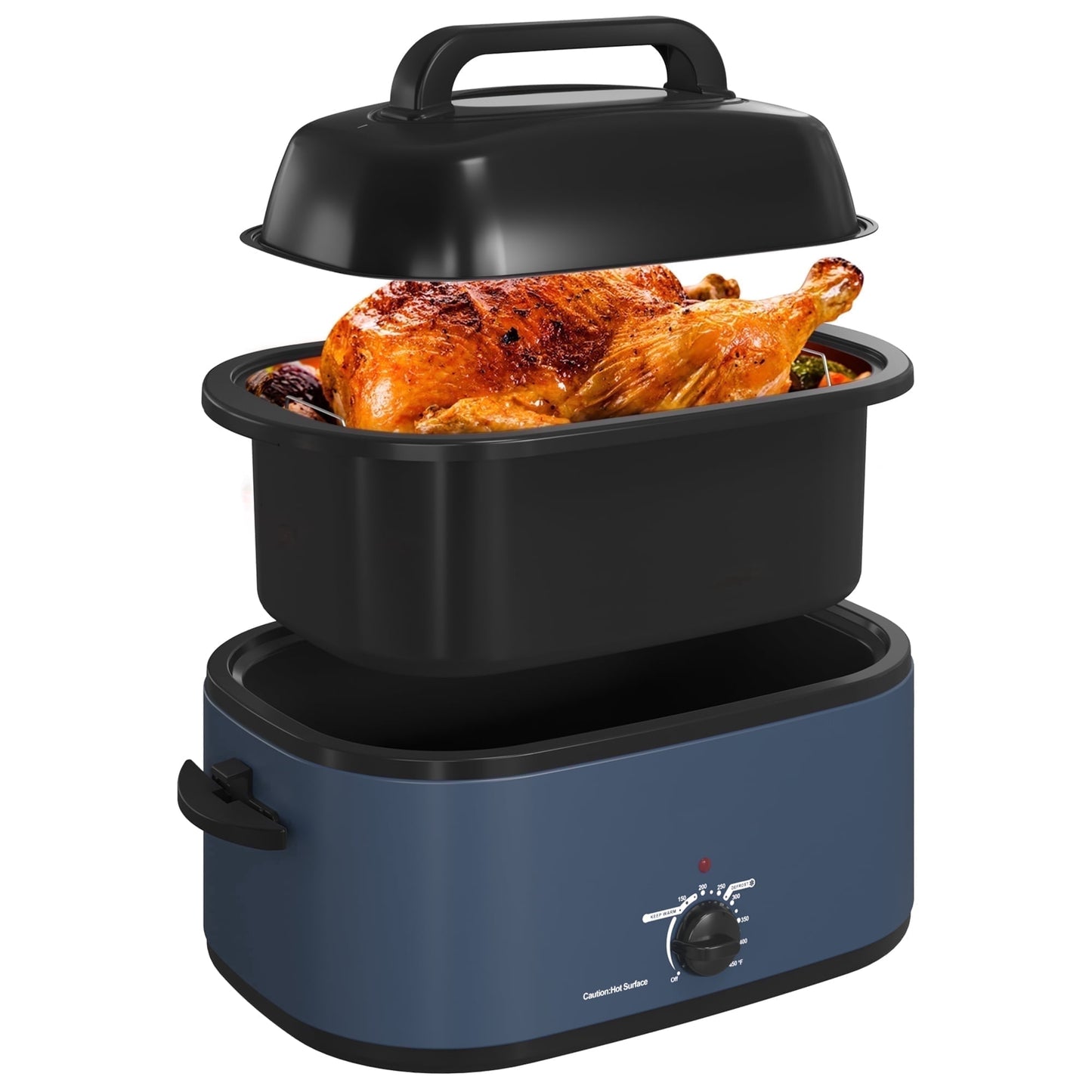 Royalcraft 24 Quart Countertop Roasting Oven, Stainless Steel, for Turkey & Chicken, with Glass Lid & Removable Pan