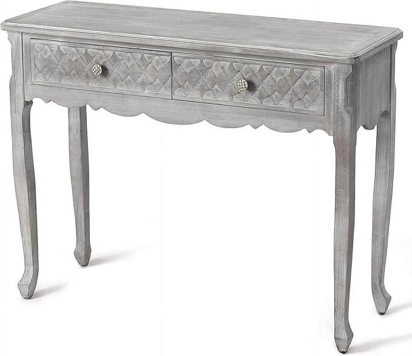 RoyalCraft 42" Console Table with Carved Drawers, Farmhouse Wood Entryway Table, Small Sofa Table for Living Room, Entryway Table with Storage, Foyer Table for Hallway, Front Door, Gray