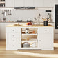 May in Color Modern 59" Kitchen Island with Storage and Drop-Leaf, Wood Island for Kitchen, White