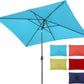 RoyalCraft 6.5 x 10 Ft Rectangular Patio Umbrella Aluminum Pole, Outdoor Table Market Umbrella with Crank, 6 Steel Ribs, Polyester Canopy, Light Blue