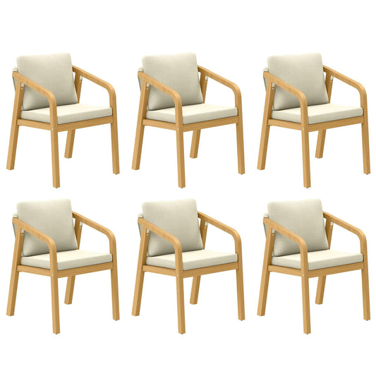 RoyalCraft Acacia Patio Dining Chairs Set of 6, Outdoor Wood Dining Chairs with Thick Cushions, Modern Patio Chairs with Woven Rope Backrest for Porch, Backyard, Garden, Indoor, Beige