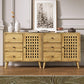 RoyalCraft Accent Cabinet with Doors, Entryway Cabinet with Oak Legs, Wooden Decorative Sideboard with Adjustable Shelf & Doors for Living Room (Natural With Door & 3 Drawers, 2)
