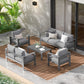 RoyalCraft Aluminum Outdoor Patio Furniture Set, Modern Patio Conversation Sets, Outdoor Sectional Metal Sofa with 5 Inch Cushion and Coffee Table for Balcony, Garden, Blue
