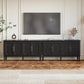 May in Color Buffet Sideboard Table Set of 2, 59'' Mid Century Modern Console Table, Media Cabinet with 4 Doors, Accent Cabinet Wood Sideboard, for Entryway, Living Room, Dining Room, Black