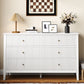 May in Color Fluted 6 Drawer Dresser, Wide Modern Chest of Drawers, Large Wood Storage Cabinet Organizer for Bedroom, Living Room, Hallway, Entryway, White