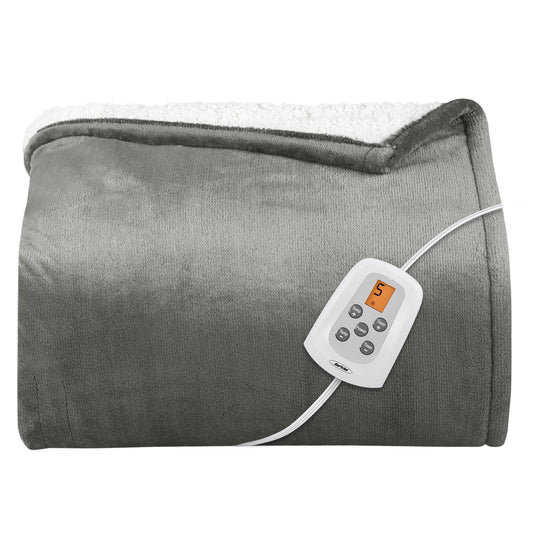 Mayincolor Electric Heated Blanket, 84" x 62" Twin Size Electric Blanket with 10 Heating Levels and 12 Hours Auto-Off, Soft Flannel and Sherp Blanket with ETL & FCC Certification, Grey