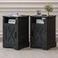 Mayincolor Farmhouse Nightstand Set of 2 with Charging Station, Wooden End Table, Rustic Night Stand with Storage Cabinet and Shelf, Tall Bedside Table for Bedroom, Living Room, Black