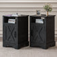 Mayincolor Wooden Farmhouse Nightstand Set of 2 with Charging Station, Rustic End Table with Storage, Black