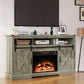 May in Color Fireplace TV Stand for 65+ Inch TV, Farmhouse Entertainment Center with Electric Fireplace, Light Gray