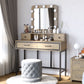 Royalcraft Makeup Vanity Table Set with Sliding Lighted Mirror