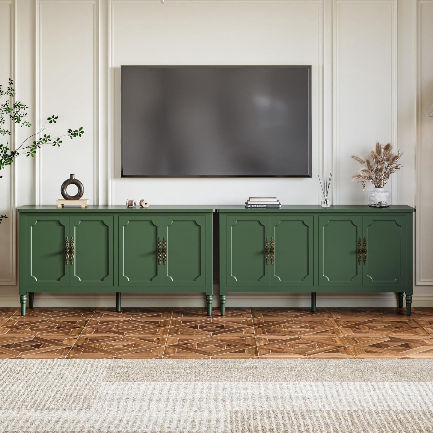 May in Color Modern Buffet Sideboard Set of 2, 58'' Mid Century Modern Console Table, Media Credenza Cabinet with 4 Doors, Accent Cabinet Wood Sideboard for Entryway, Living Room, Dining Room