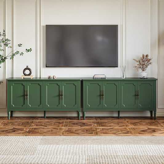 May in Color Modern Buffet Sideboard Set of 2, 58'' Mid Century Modern Console Table, Media Credenza Cabinet with 4 Doors, Accent Cabinet Wood Sideboard for Entryway, Living Room, Dining Room