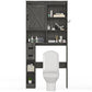 RoyalCraft Over The Toilet Storage Cabinet, Farmhouse Storage Cabinet Over Toilet with Sliding Barn Door, Home Space-Saving Toilet Rack, Behind Toilet Bathroom Organizer for Bathroom, Dark Grey