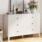 May in Color Revamp 6-Drawer Double Dresser, White Wooden Storage Cabinet for Bedroom