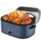 Sunvivi Roaster Oven 28 Quart, Electric Roaster Oven with Visible & Self-Basting Lid, Turkey Roaster Oven with Removable Pan & Rack, Variable Temperature Control, Stainless Steel, Blue