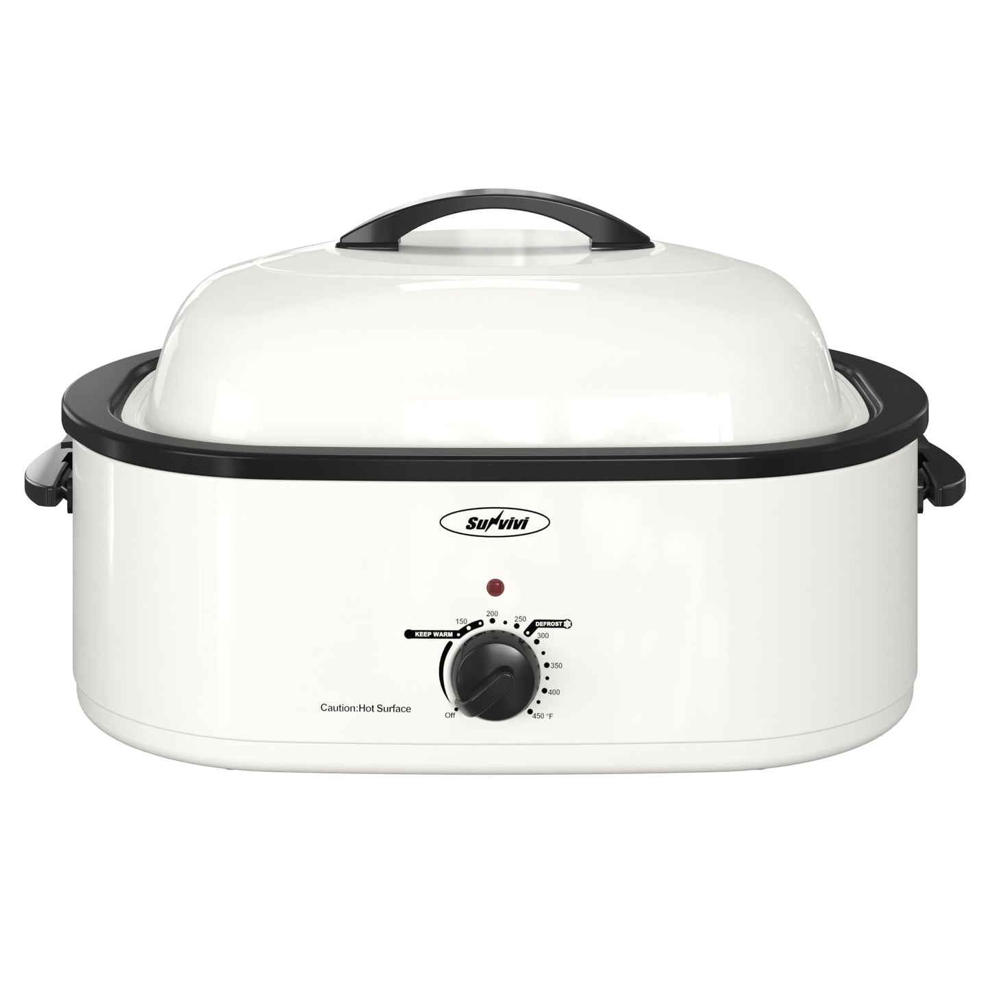 Sunvivi Electric Roaster Oven with Self-Basting Lid and Removable Pan- 18-Quart, White