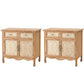 May in Color Sideboard Buffet Cabinet Set of 2, Farmhouse Solid Wood Frame with 2 Drawers and Doors, for Living Room Bedroom Kitchen Entryway, Natural