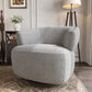 RoyalCraft Swivel Accent Chair, Fully Assembled Round Barrel Chairs, Oversized Upholstered Armchair with 360-Degree Base, Modern Club Chair for Living Room, Bedroom, Office, Grey