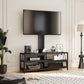RoyalCraft TV Stand with Mount and LED Light, Swivel Entertainment Center for TVs 32-65 Inches, 3-Tier Gaming Media Console Tablefor Living Room, Bedroom, Office, Black