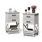 RoyalCraft Tall Nightstand Set of 2, Side Table with 2 Drawers and Open Shelf Below, Bedside Table with Solid Feet, Modern Night Stand End Table for Bedroom, Living Room, Home Office, White
